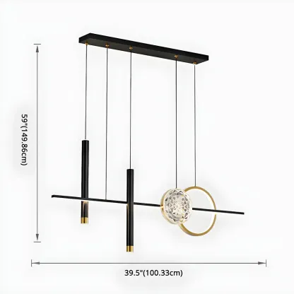 Contemporary LED Gold-Black Linear Island Chandelier Image - 8