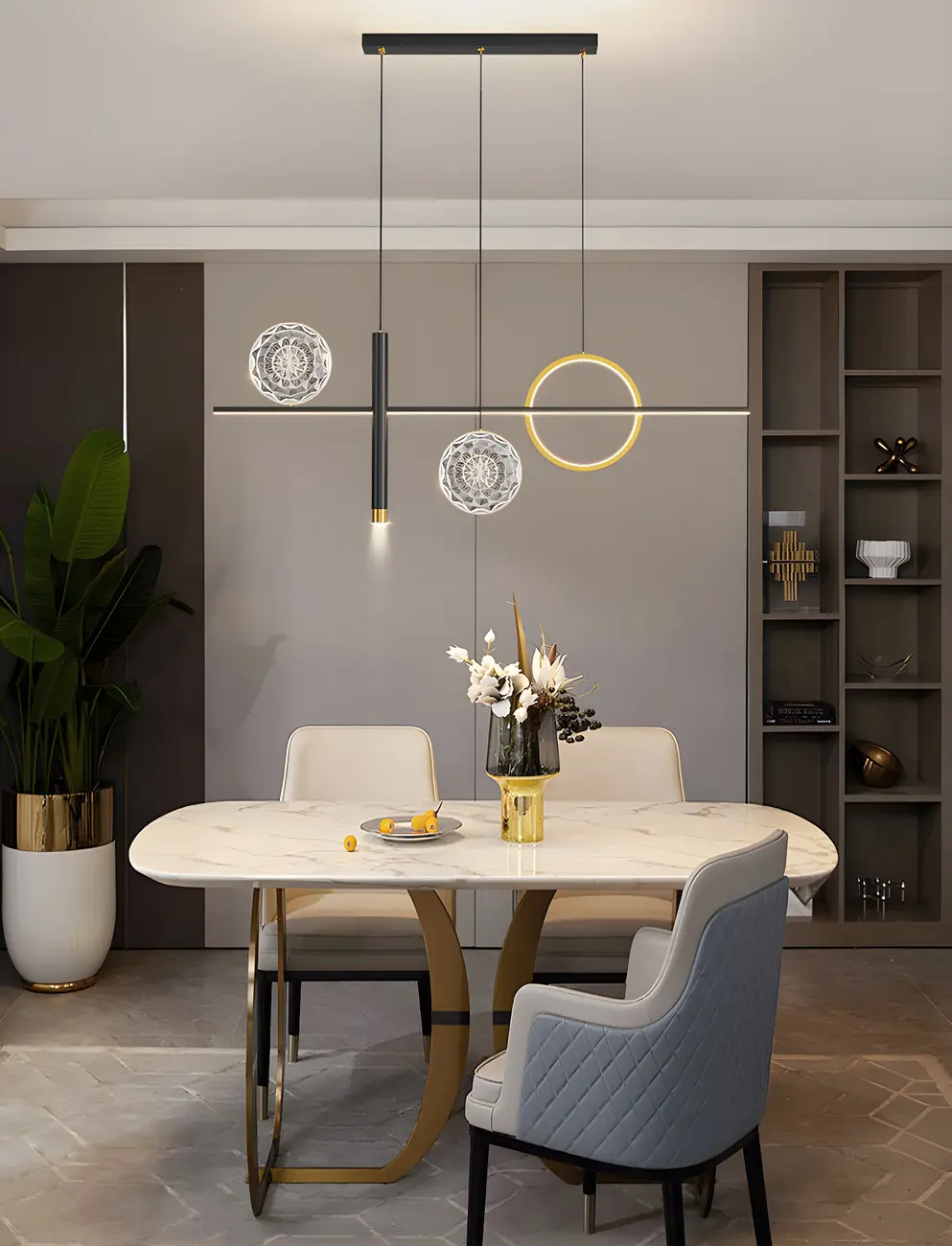 Contemporary LED Gold-Black Linear Island Chandelier Image - 15 | homeyfad