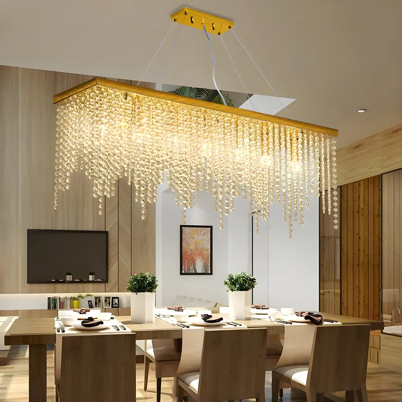 Kitchen Luxury Modern Gold Crystal Pendant Light Image - 5