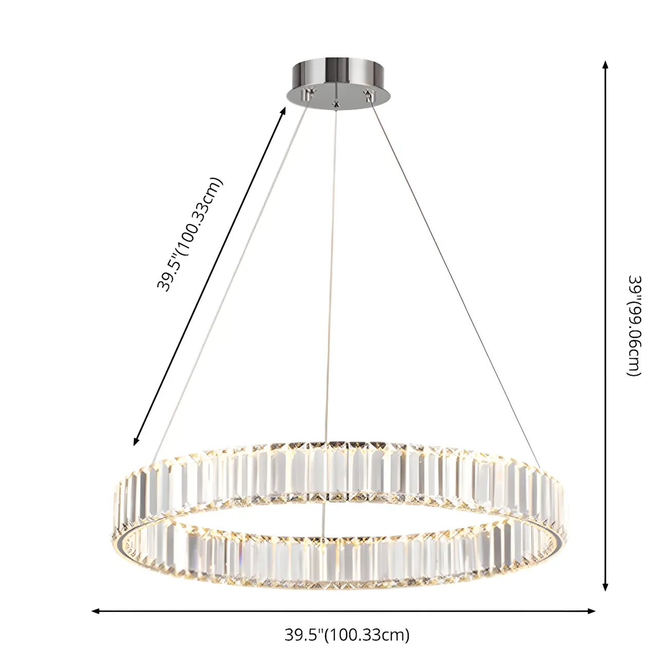 Dining Area Modern Crystal LED Ring Pendant Image - 8 | homeyfad