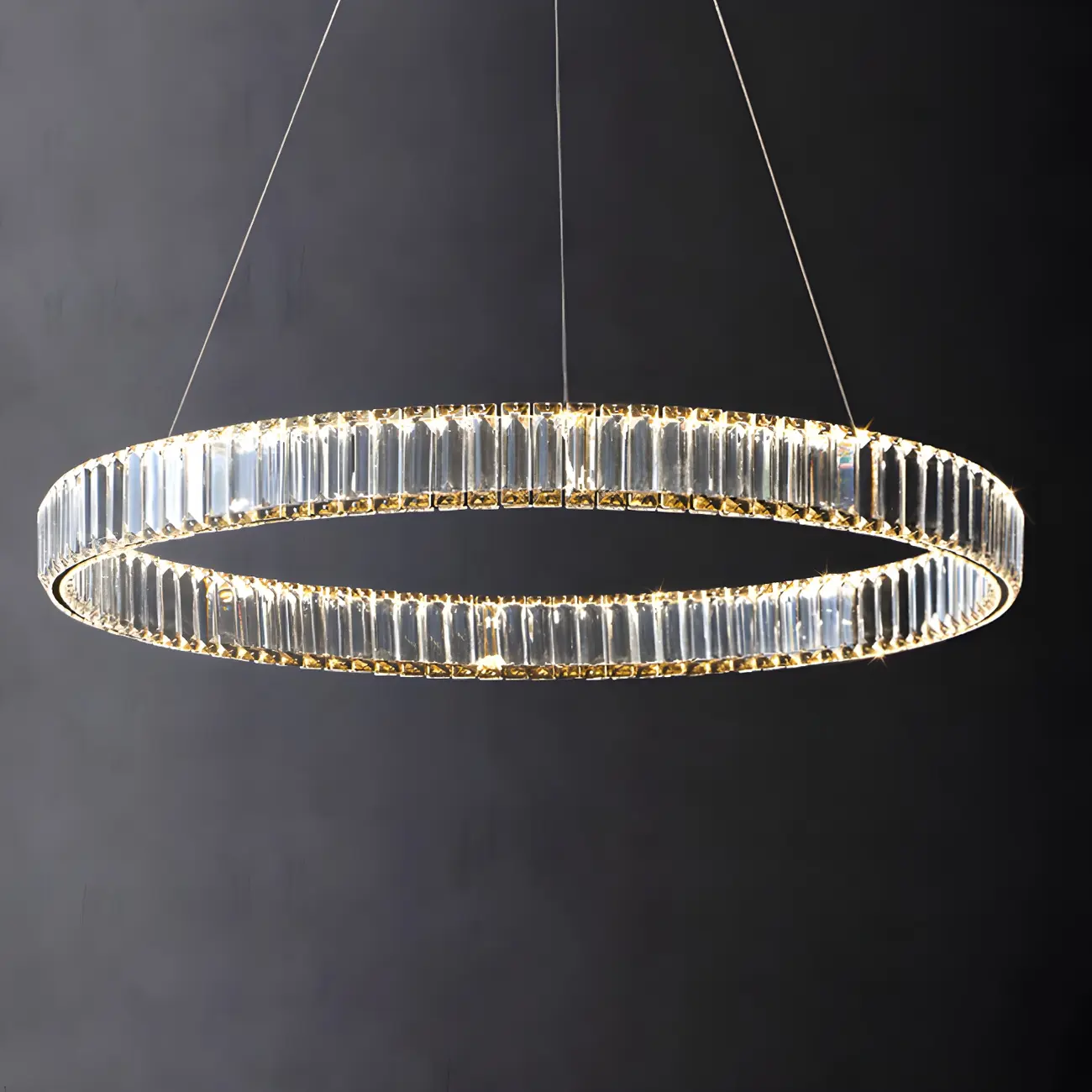 Dining Area Modern Crystal LED Ring Pendant Image - 9 | homeyfad