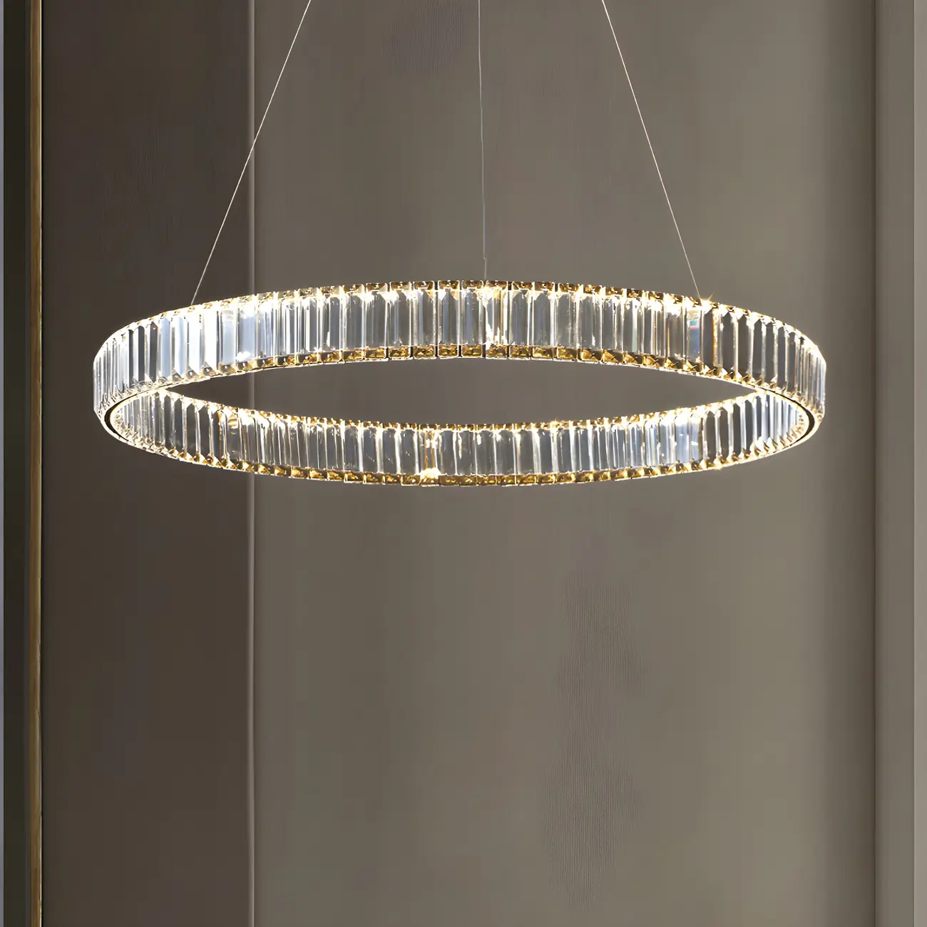 Dining Area Modern Crystal LED Ring Pendant Image - 14 | homeyfad