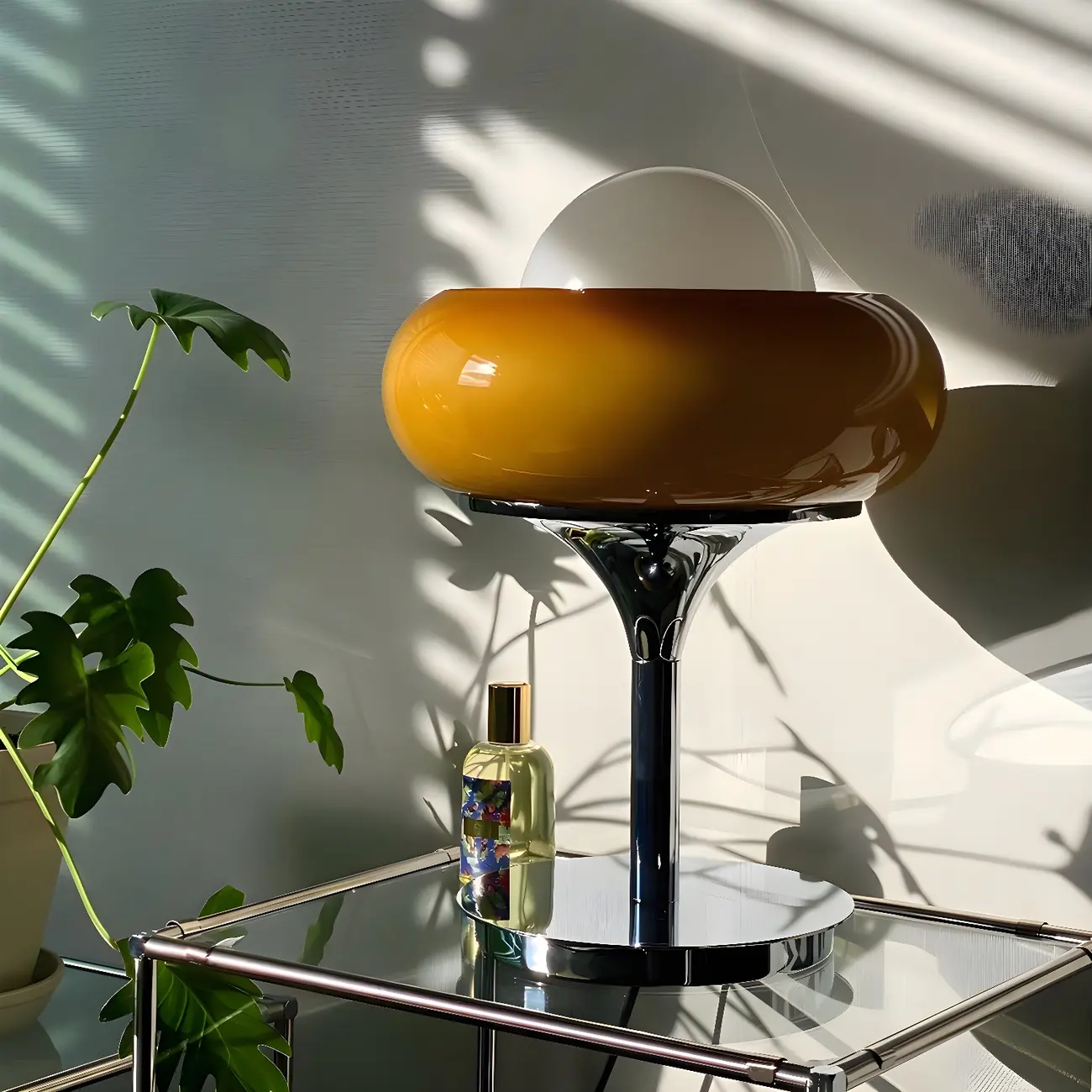 Modern Yellow Glass Table Lamp LED for Bedroom Image - 1 | homeyfad