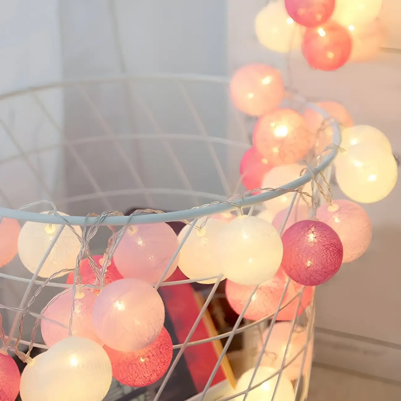 Colorful Rope Wrapped Ball LED Festive String Light Image - 3