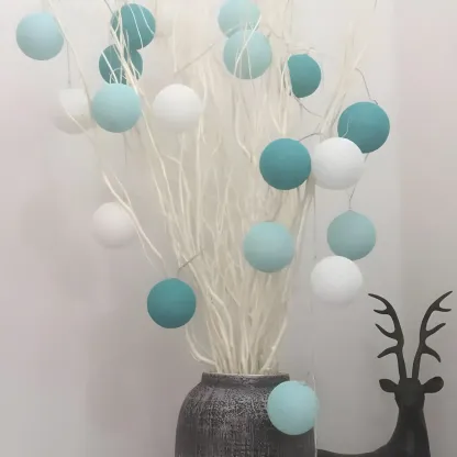 Colorful Rope Wrapped Ball LED Festive String Light Image - 8