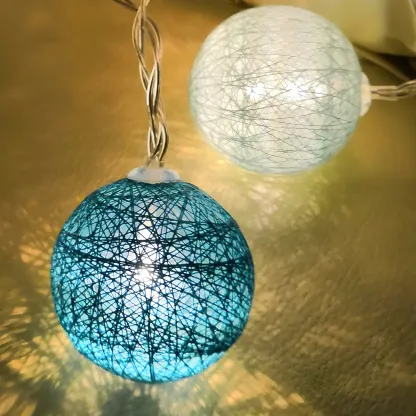 Colorful Rope Wrapped Ball LED Festive String Light Image - 5