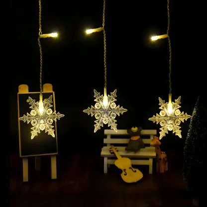 Snowflake Multicolor Plastic Curtain String Light Image - 6
