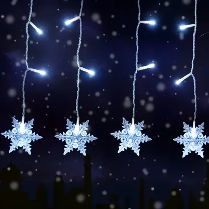 Snowflake Multicolor Plastic Curtain String Light Image - 7