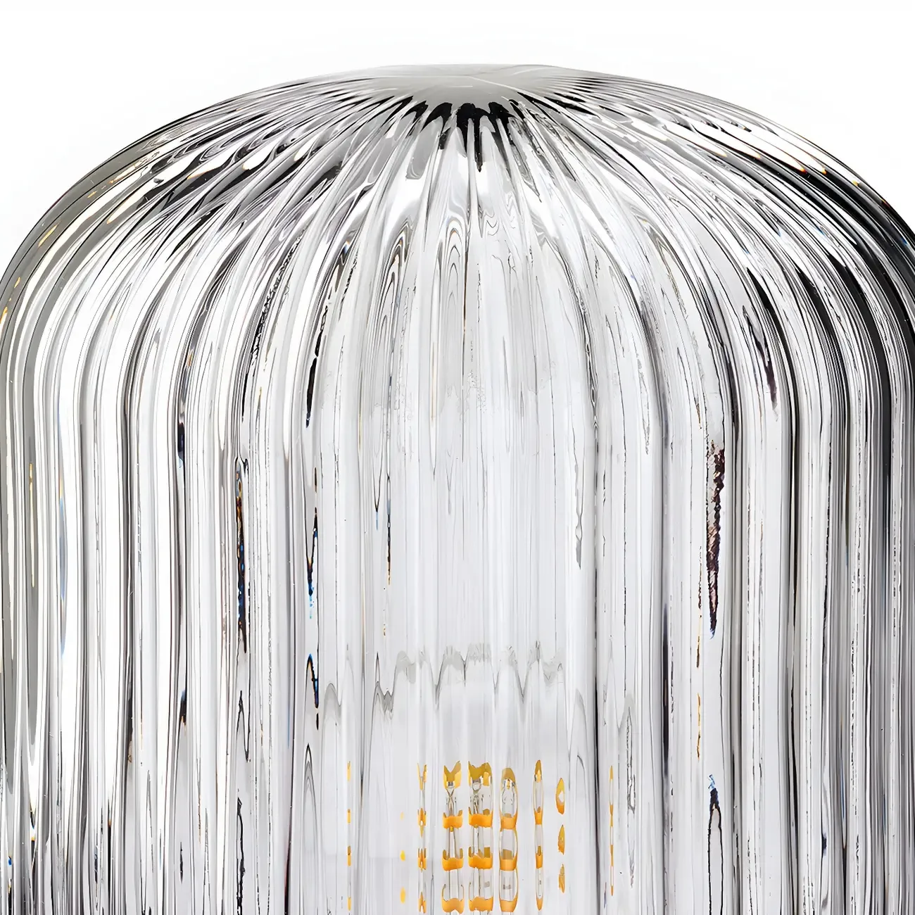 Mid-century Small Glass Brass Drum Bedside Table Lamp Image - 3