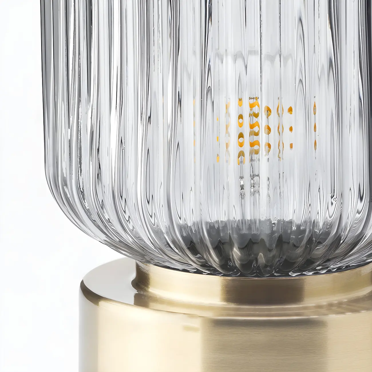 Mid-century Small Glass Brass Drum Bedside Table Lamp Image - 6 | homeyfad