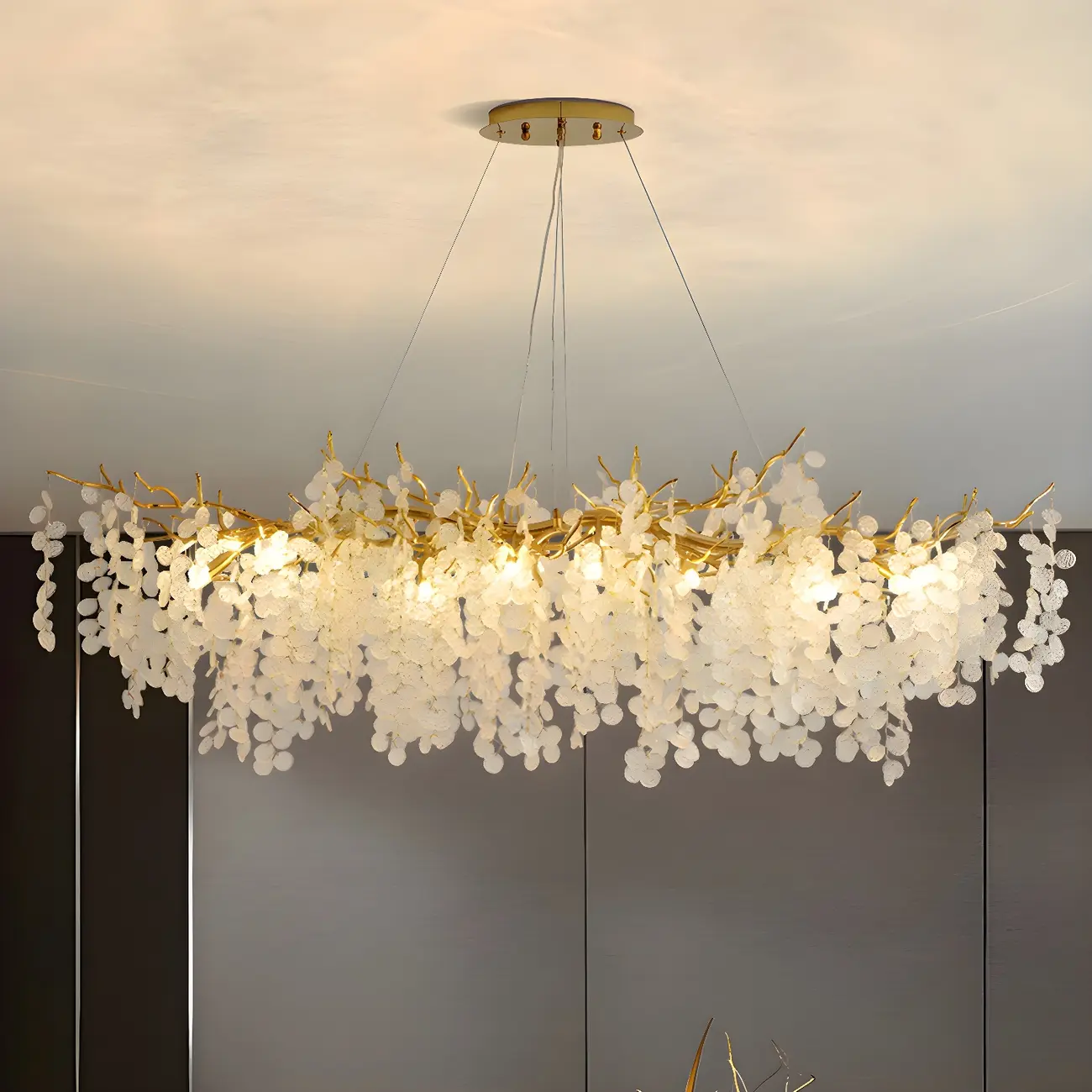 Contemporary Gold Crystal Chandelier for Dining Area Image - 3 | homeyfad