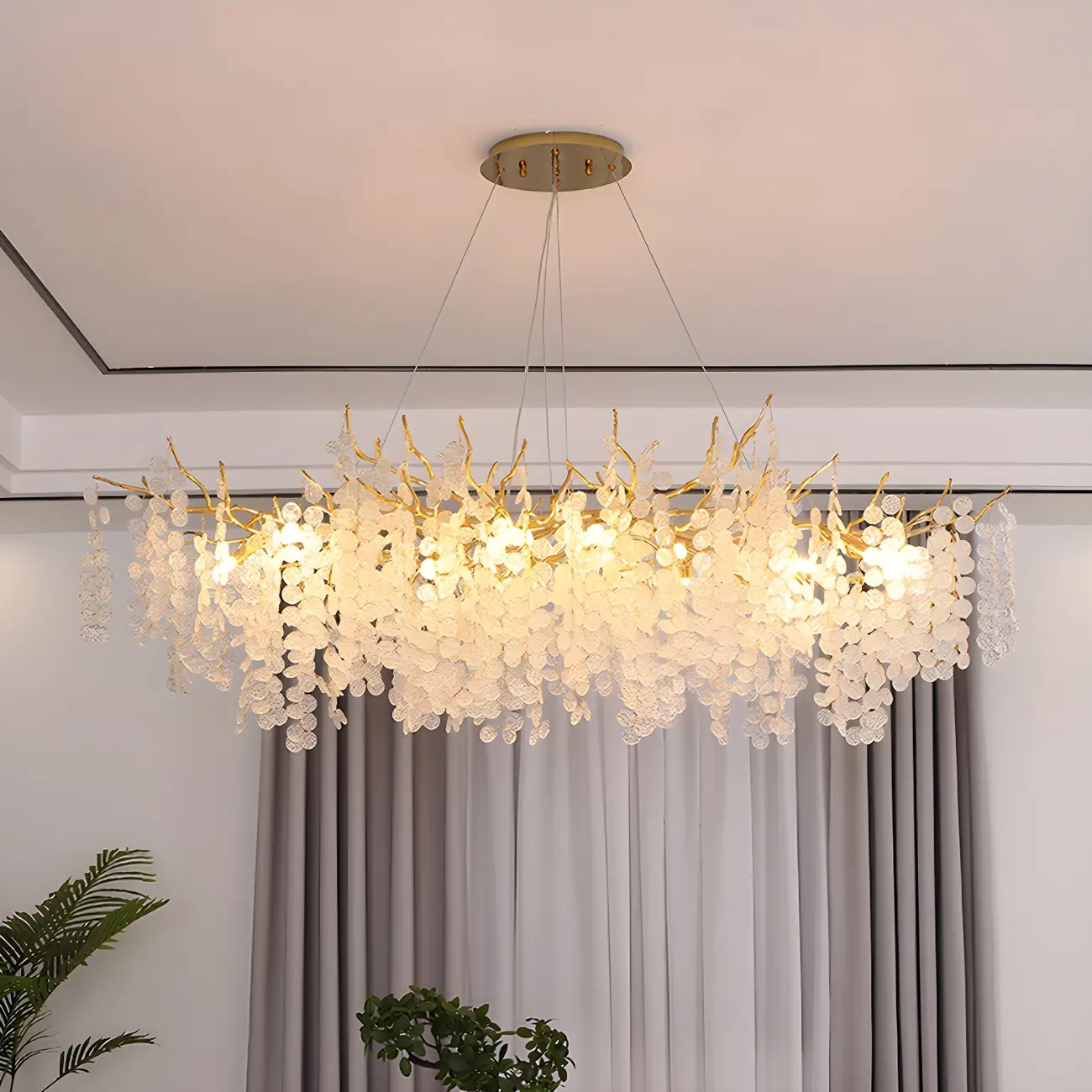 Contemporary Gold Crystal Chandelier for Dining Area Image - 1 | homeyfad