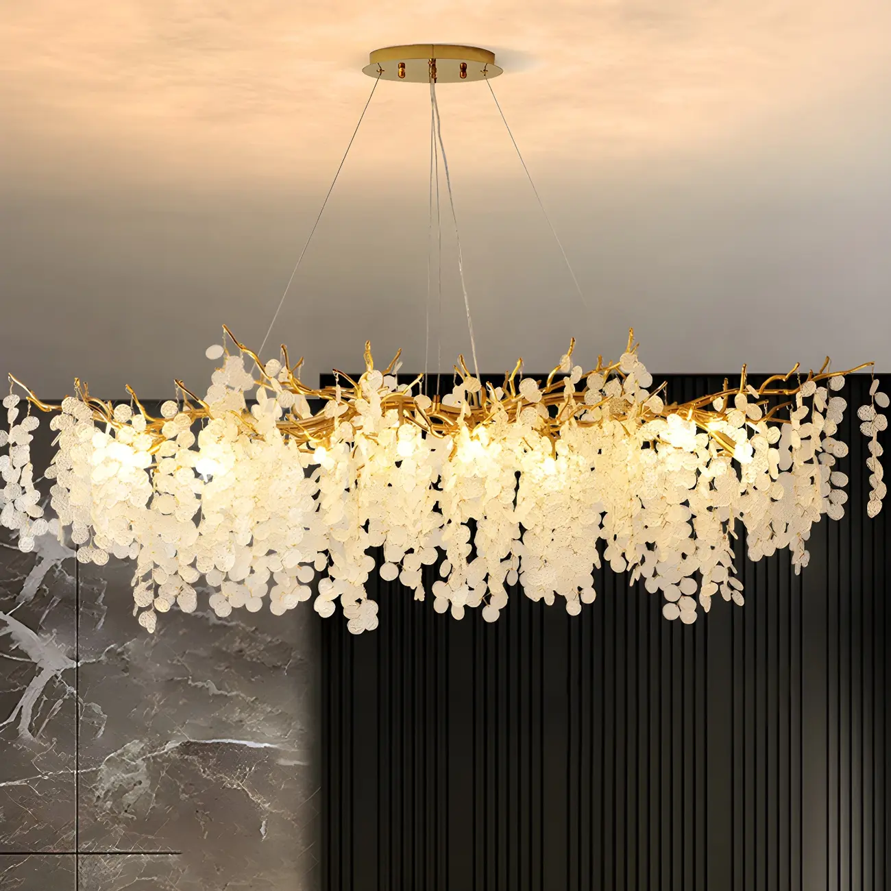 Contemporary Gold Crystal Chandelier for Dining Area Image - 4 | homeyfad
