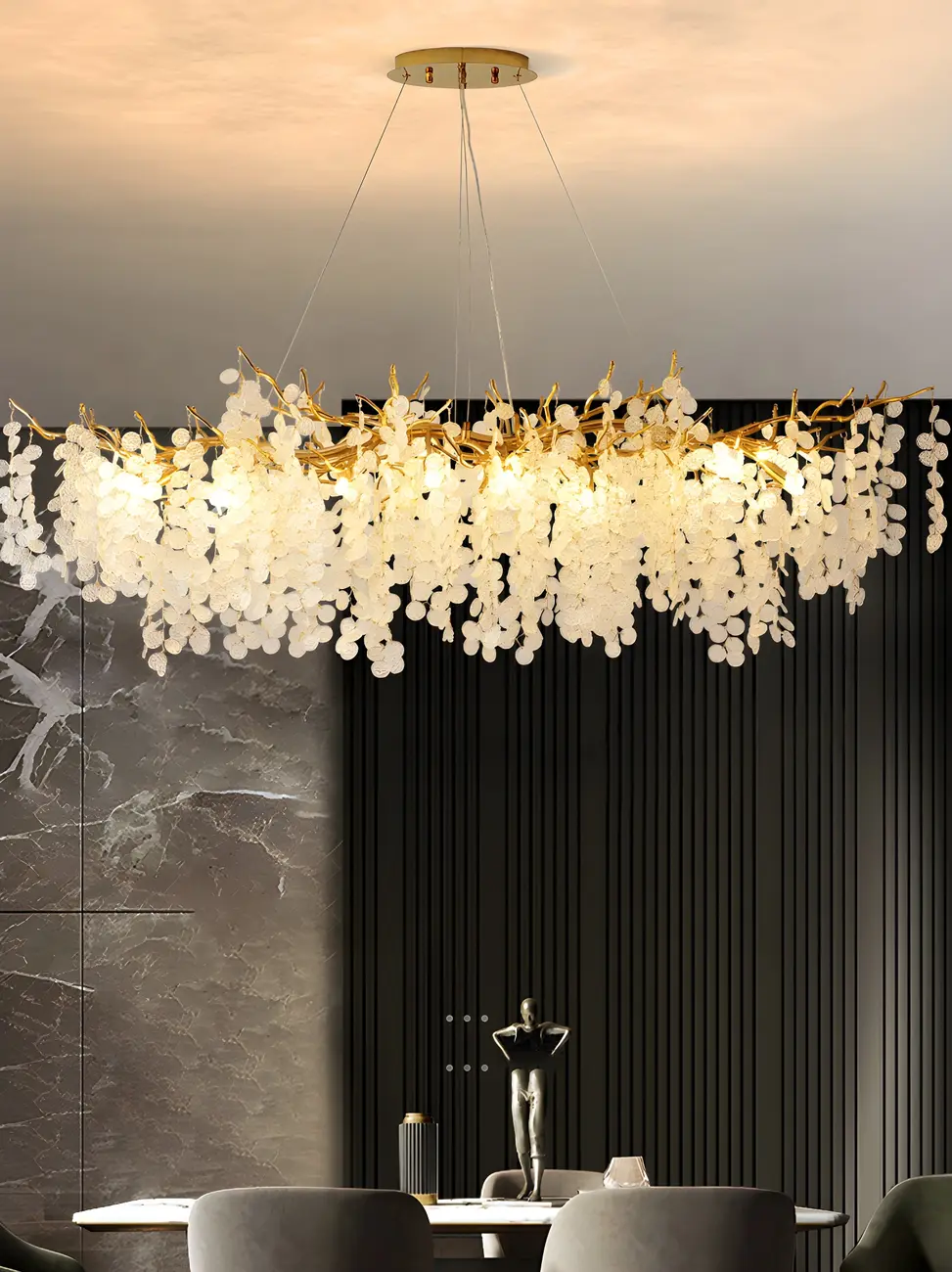 Contemporary Gold Crystal Chandelier for Dining Area Image - 2 | homeyfad