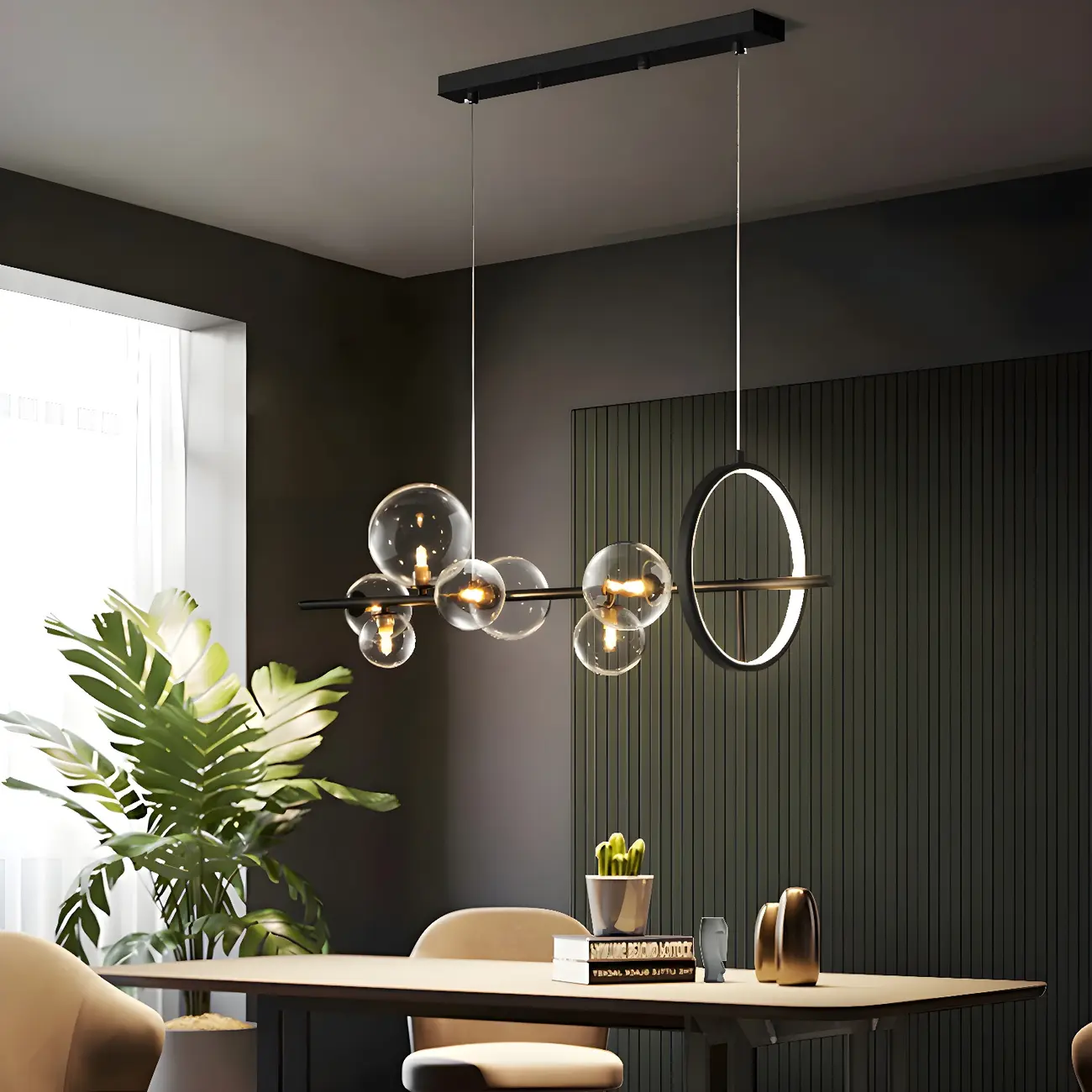 Artistic Black Glass Globe Island Hanging Light Image - 1 | homeyfad