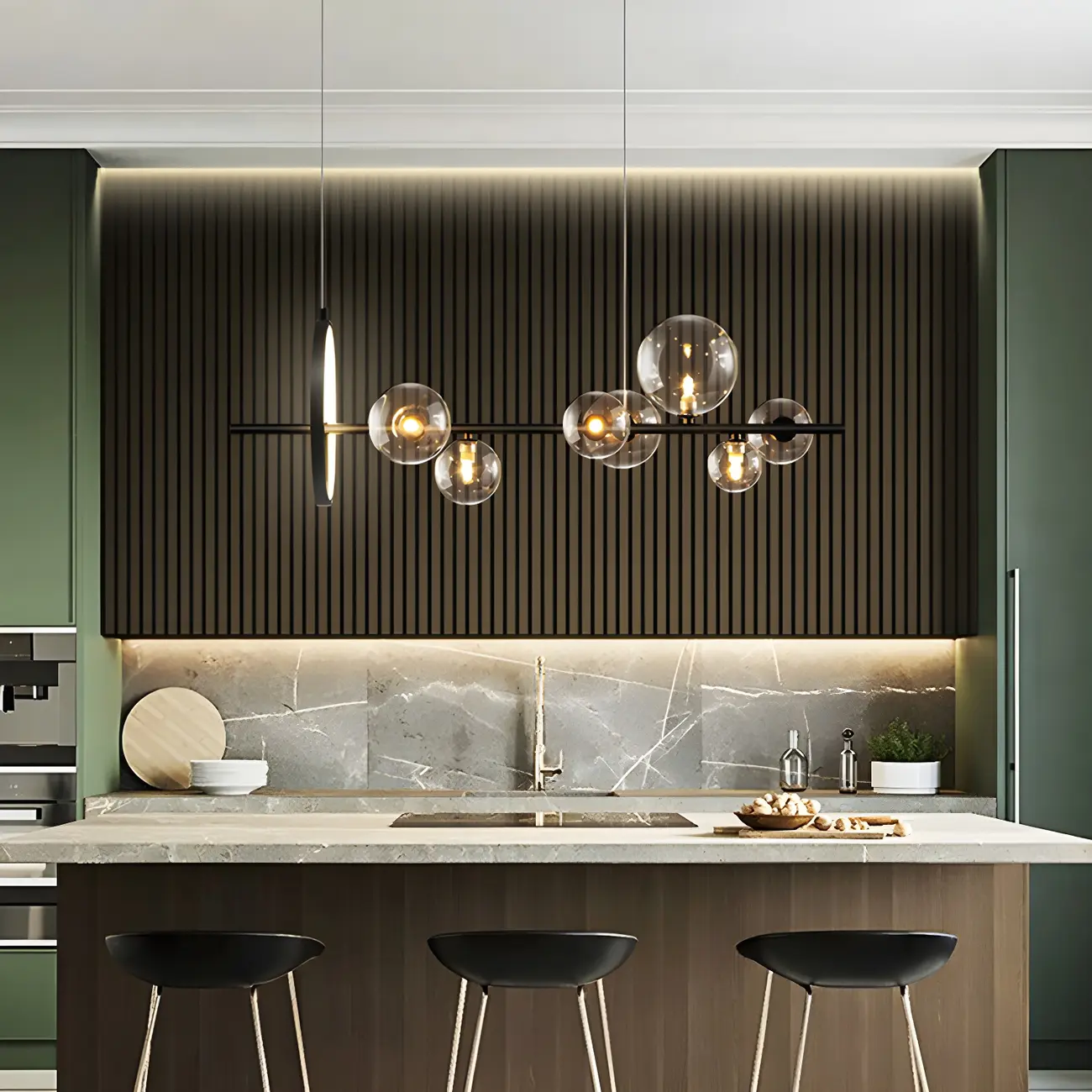 Artistic Black Glass Globe Island Hanging Light Image - 6 | homeyfad