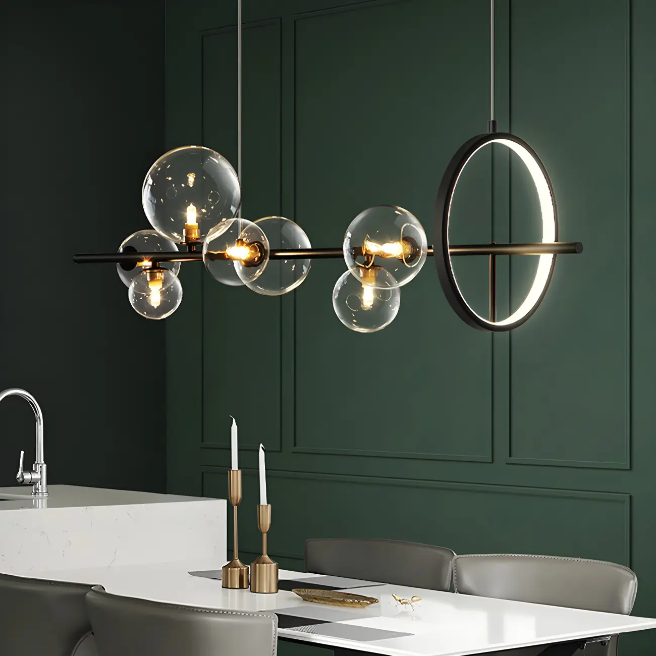 Artistic Black Glass Globe Island Hanging Light Image - 3 | homeyfad