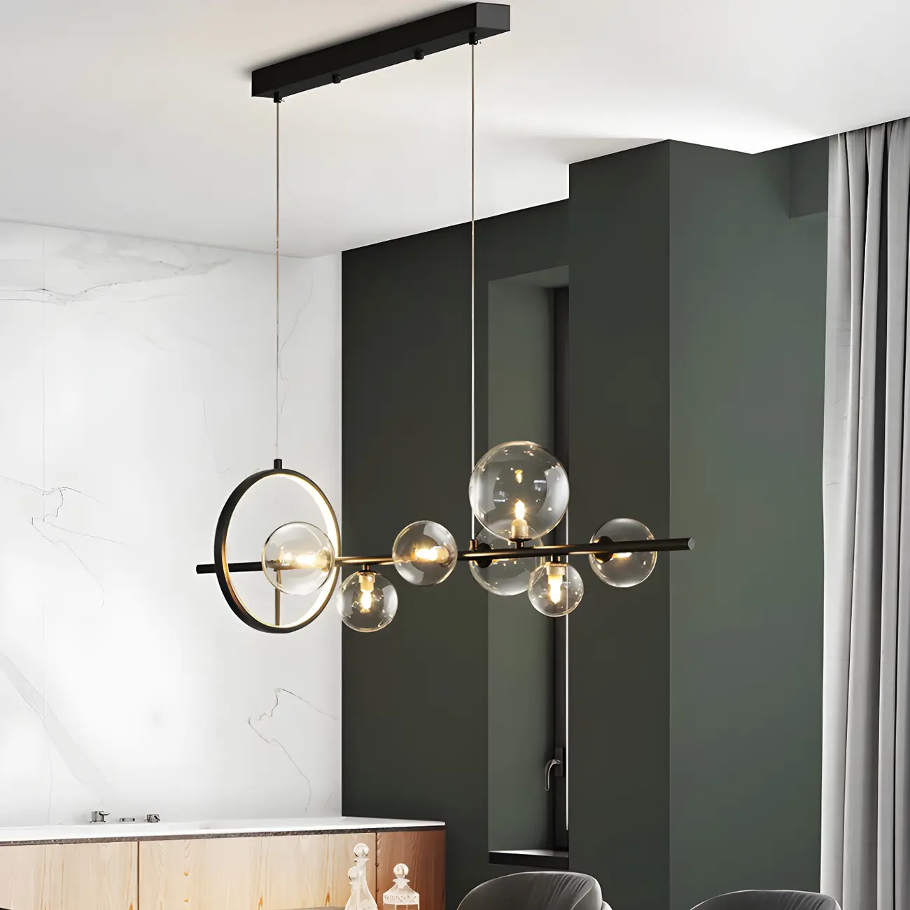 Artistic Black Glass Globe Island Hanging Light Image - 15 | homeyfad