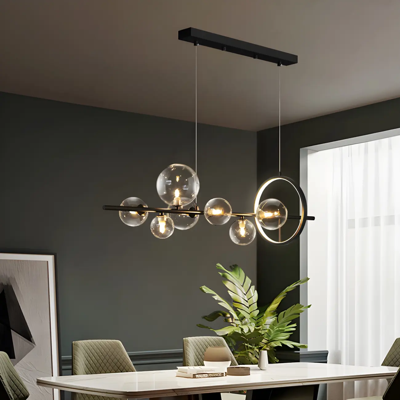 Artistic Black Glass Globe Island Hanging Light Image - 17 | homeyfad