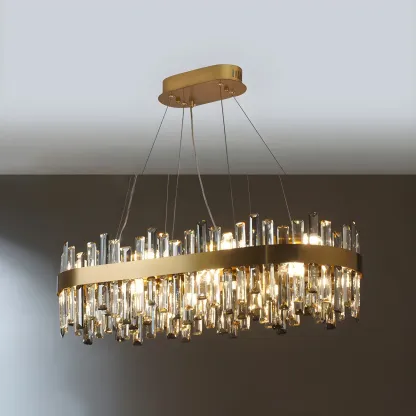 Adjustable Modern Crystal Oval Chandelier for Kitchen Image - 9