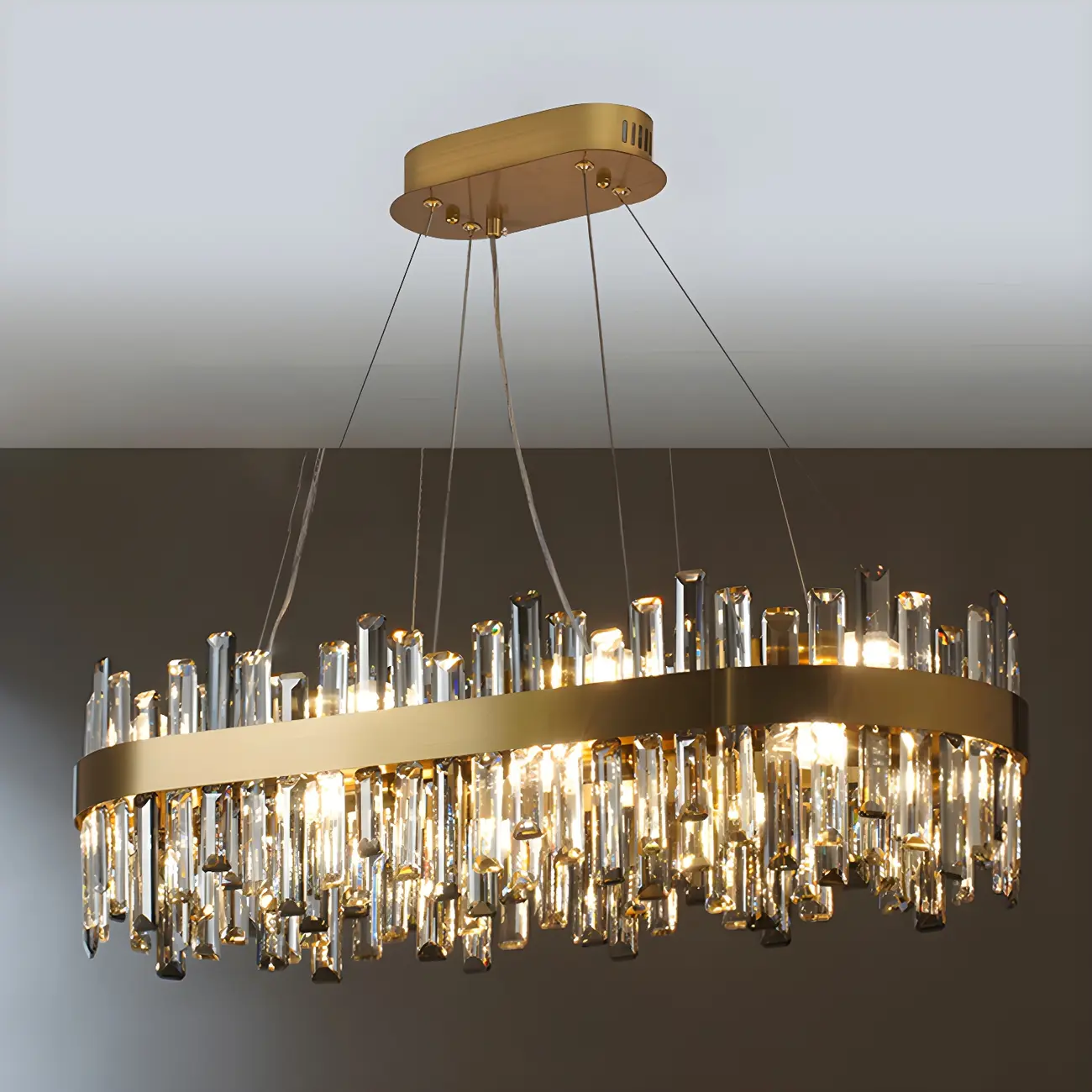 Adjustable Modern Crystal Oval Chandelier for Kitchen Image - 2 | homeyfad