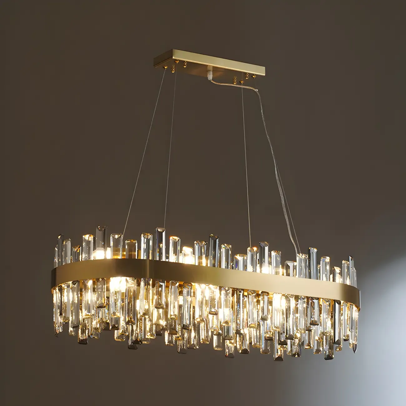 Adjustable Modern Crystal Oval Chandelier for Kitchen Image - 4