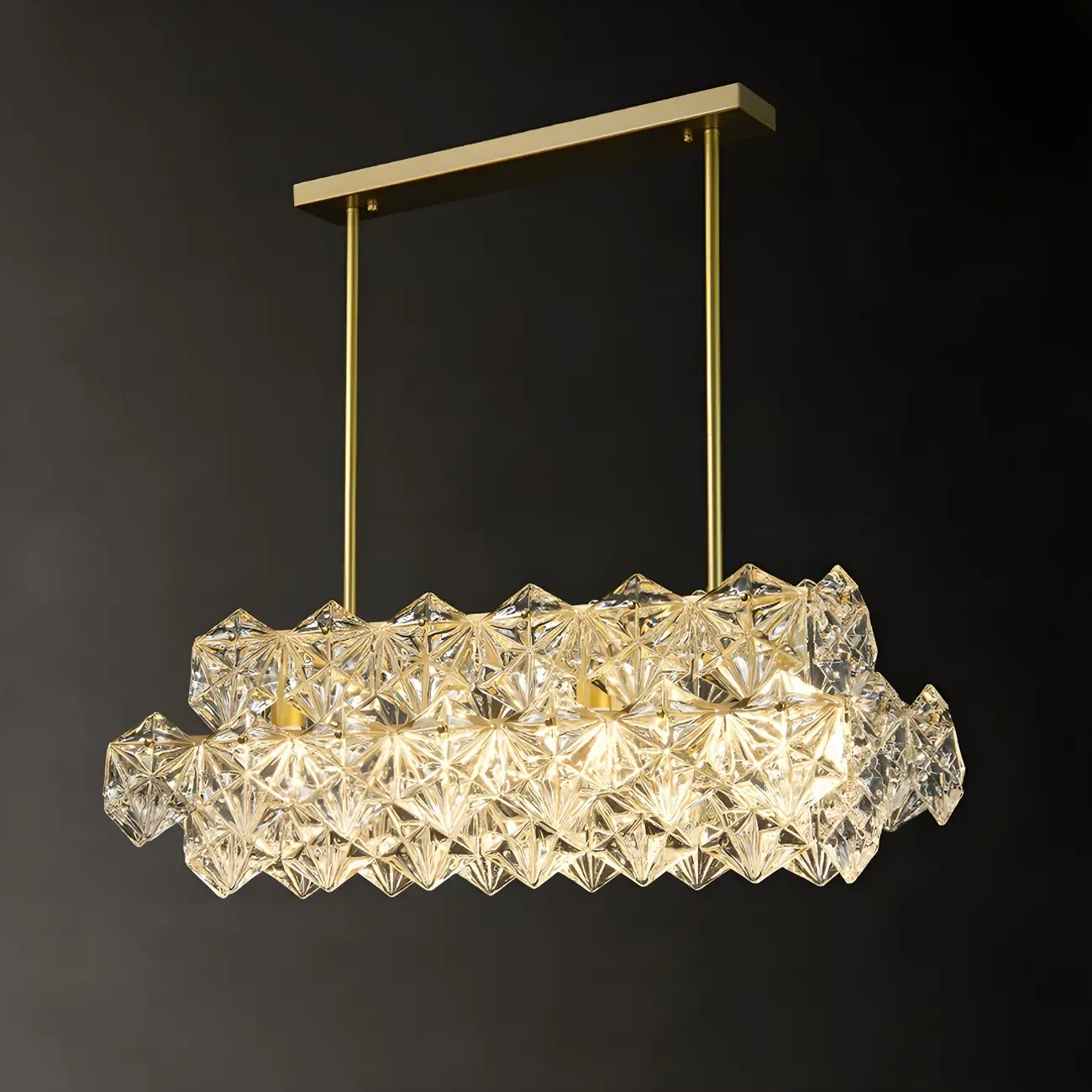 Sleek Modern Gold Crystal Chandelier for Kitchen Island Image - 4