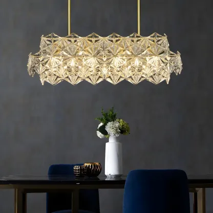 Sleek Modern Gold Crystal Chandelier for Kitchen Island Image - 6