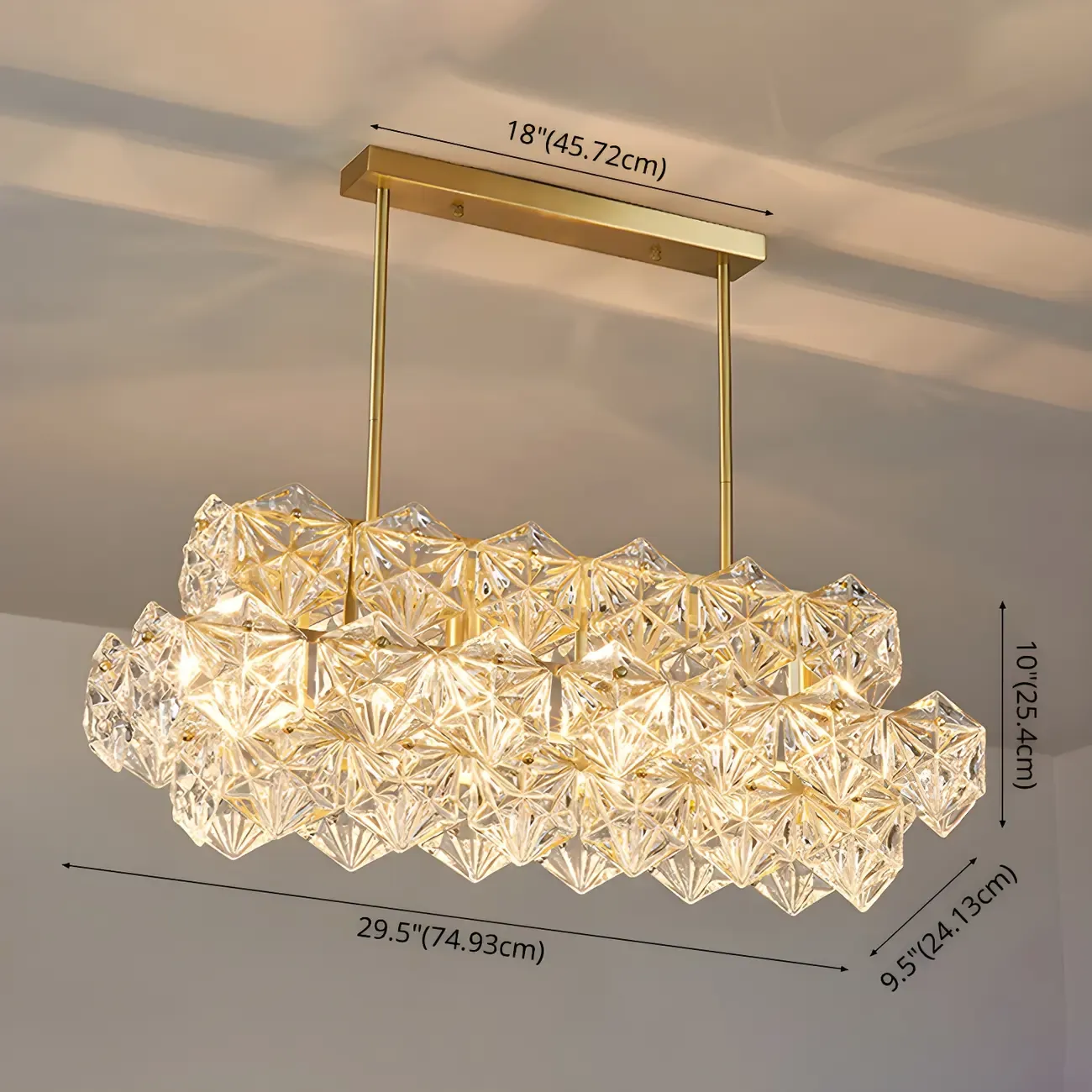 Sleek Modern Gold Crystal Chandelier for Kitchen Island Image - 8