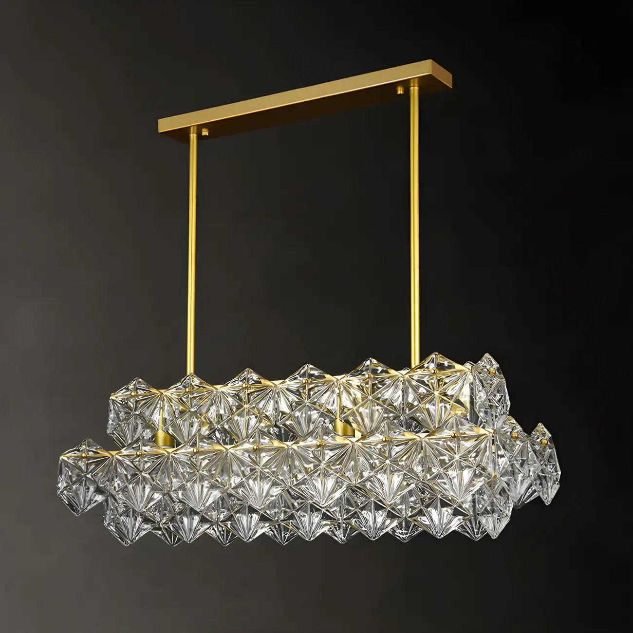Sleek Modern Gold Crystal Chandelier for Kitchen Island Image - 10
