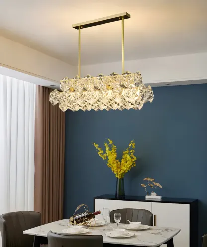 Sleek Modern Gold Crystal Chandelier for Kitchen Island Image - 13
