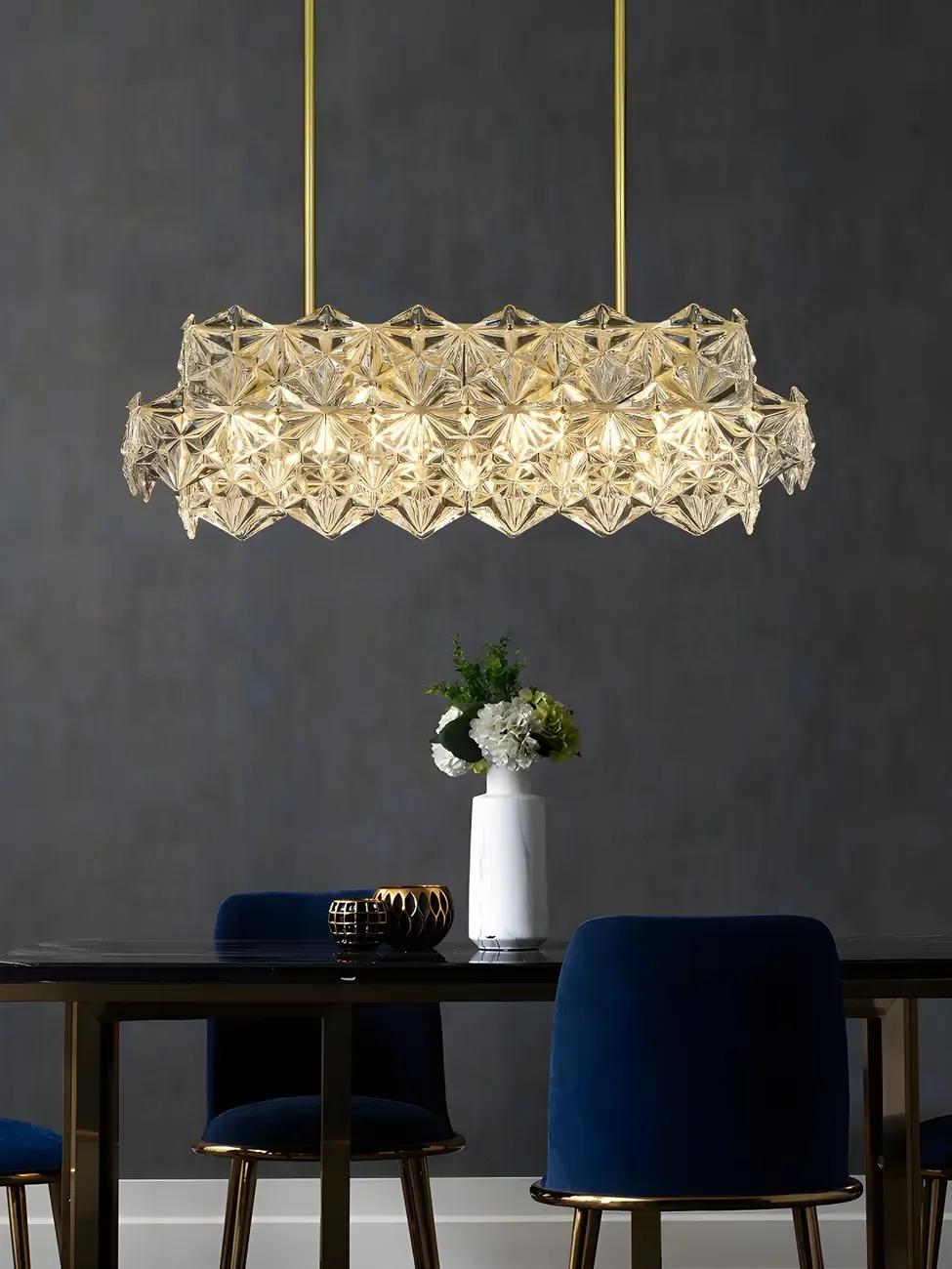 Sleek Modern Gold Crystal Chandelier for Kitchen Island Image - 14