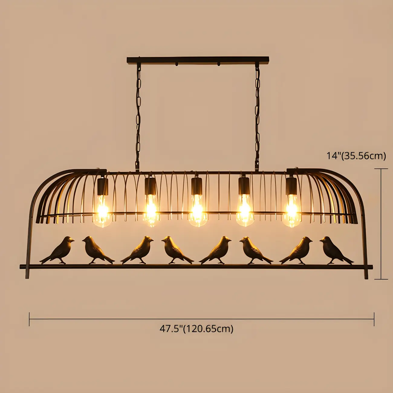 Sleek Black Metal Birdcage Island Pendant Light Image - 7 | homeyfad