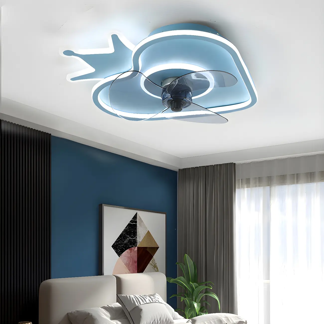 Kids Room Cartoon Heart Ceiling Fan with Light Image - 1 | homeyfad