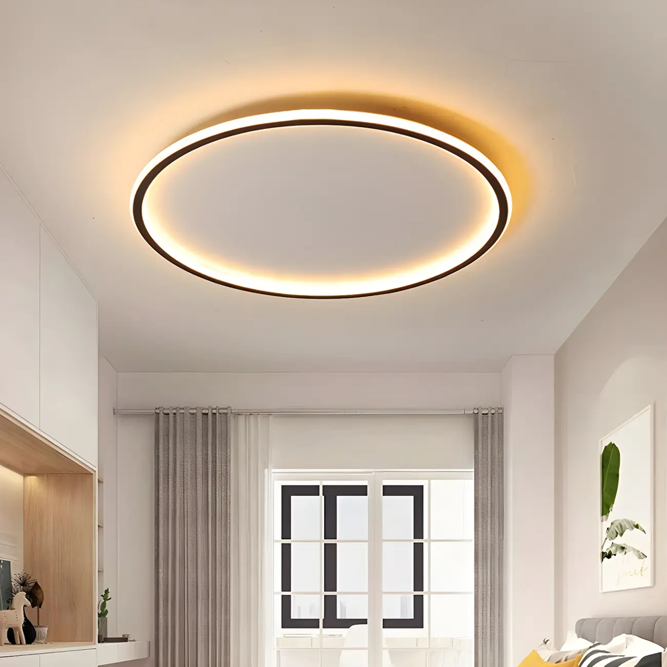 16 Inch Round Acrylic LED Flush Ceiling Light Dimmable Image - 3 | homeyfad