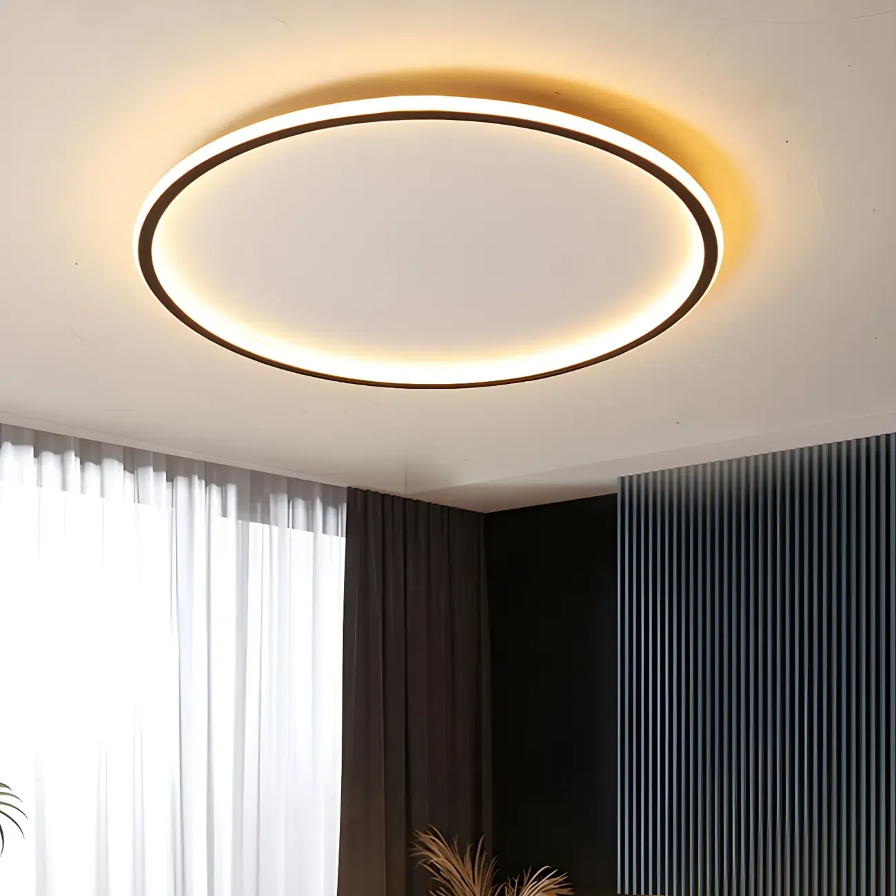 16 Inch Round Acrylic LED Flush Ceiling Light Dimmable Image - 2
