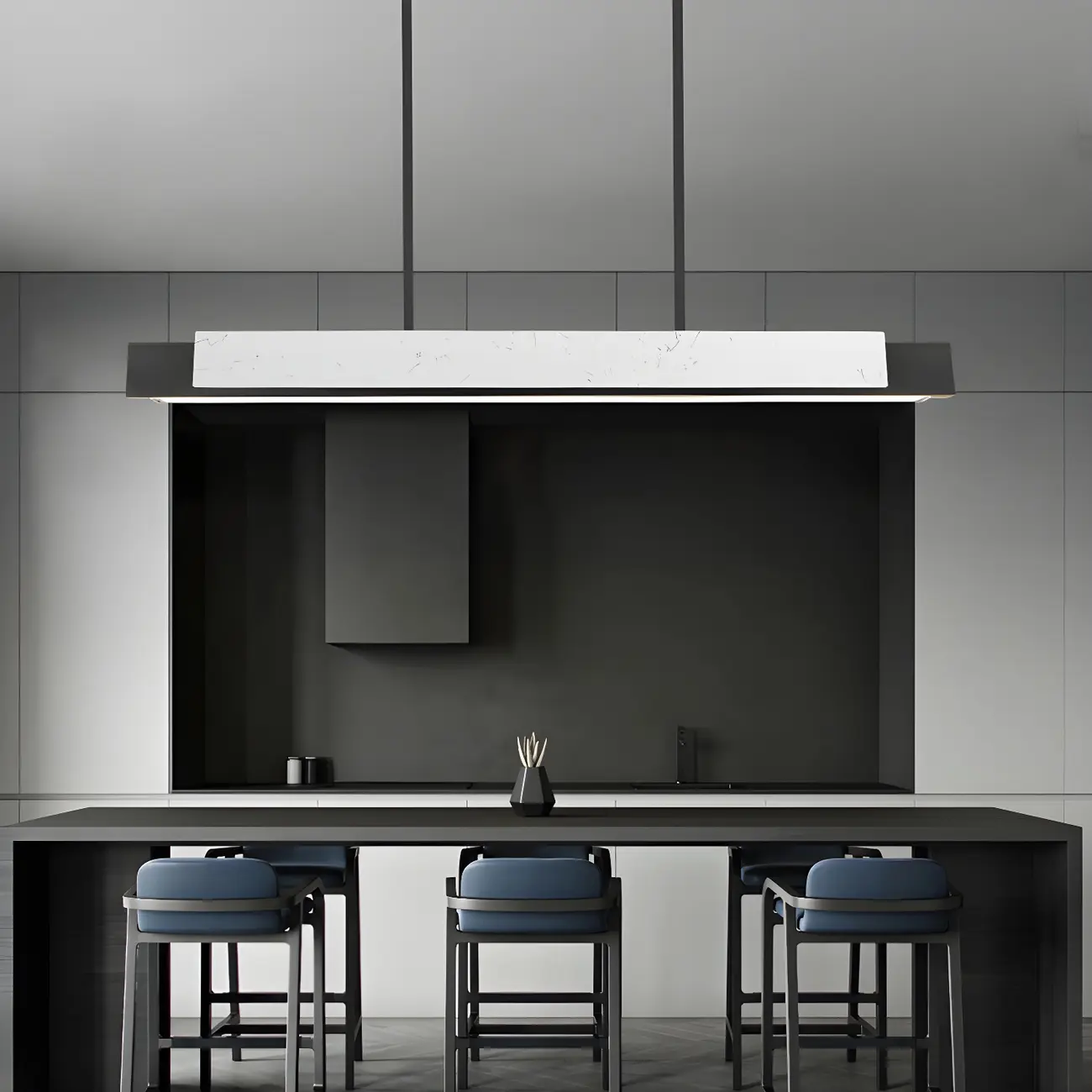 Modern Stone Linear LED Pendant Light for Kitchen Image - 5 | homeyfad