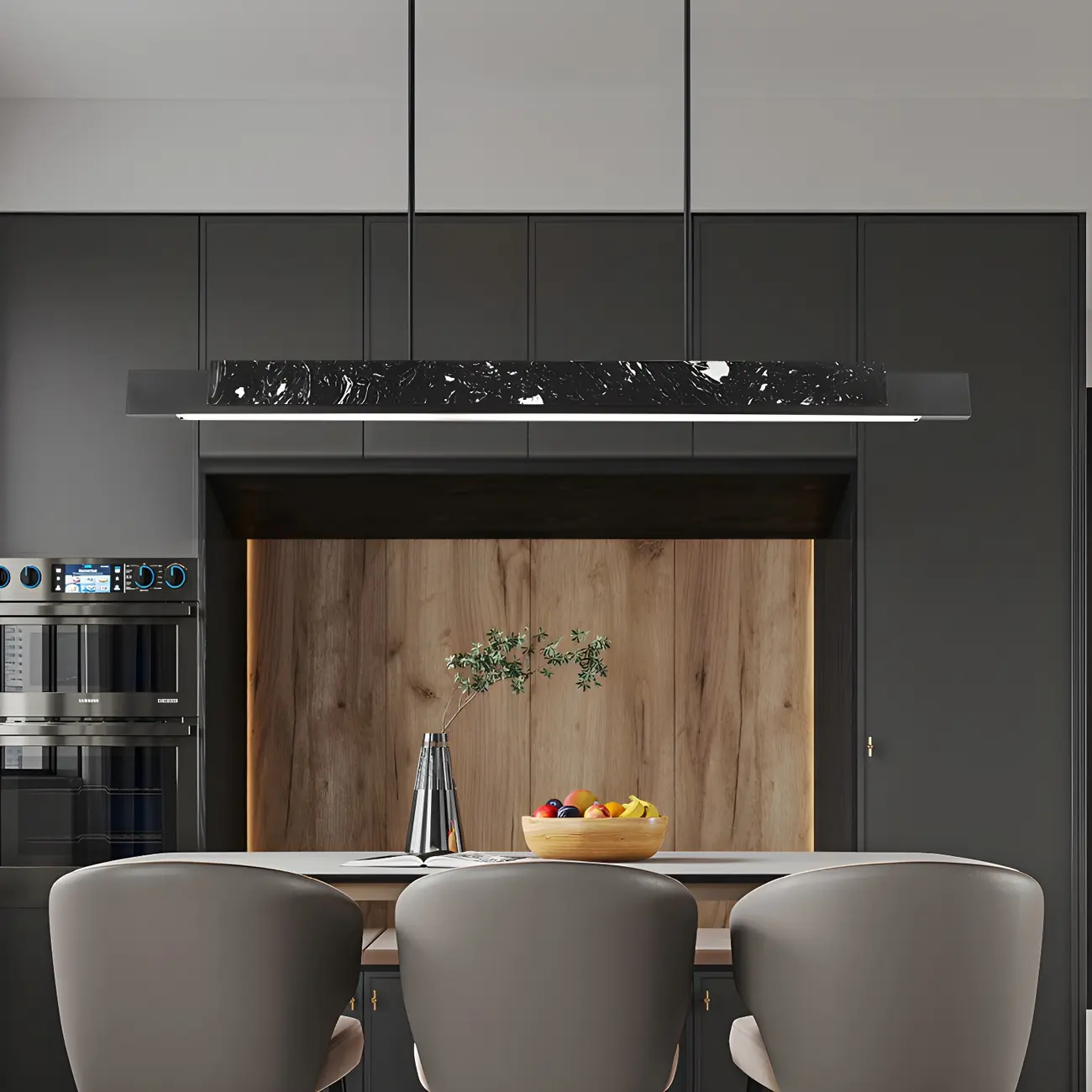 Modern Stone Linear LED Pendant Light for Kitchen Image - 8 | homeyfad