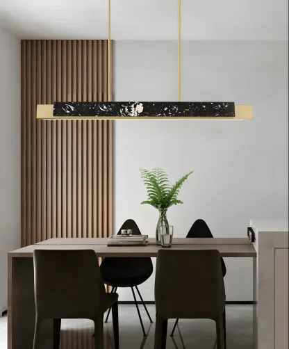 Modern Stone Linear LED Pendant Light for Kitchen Image - 17