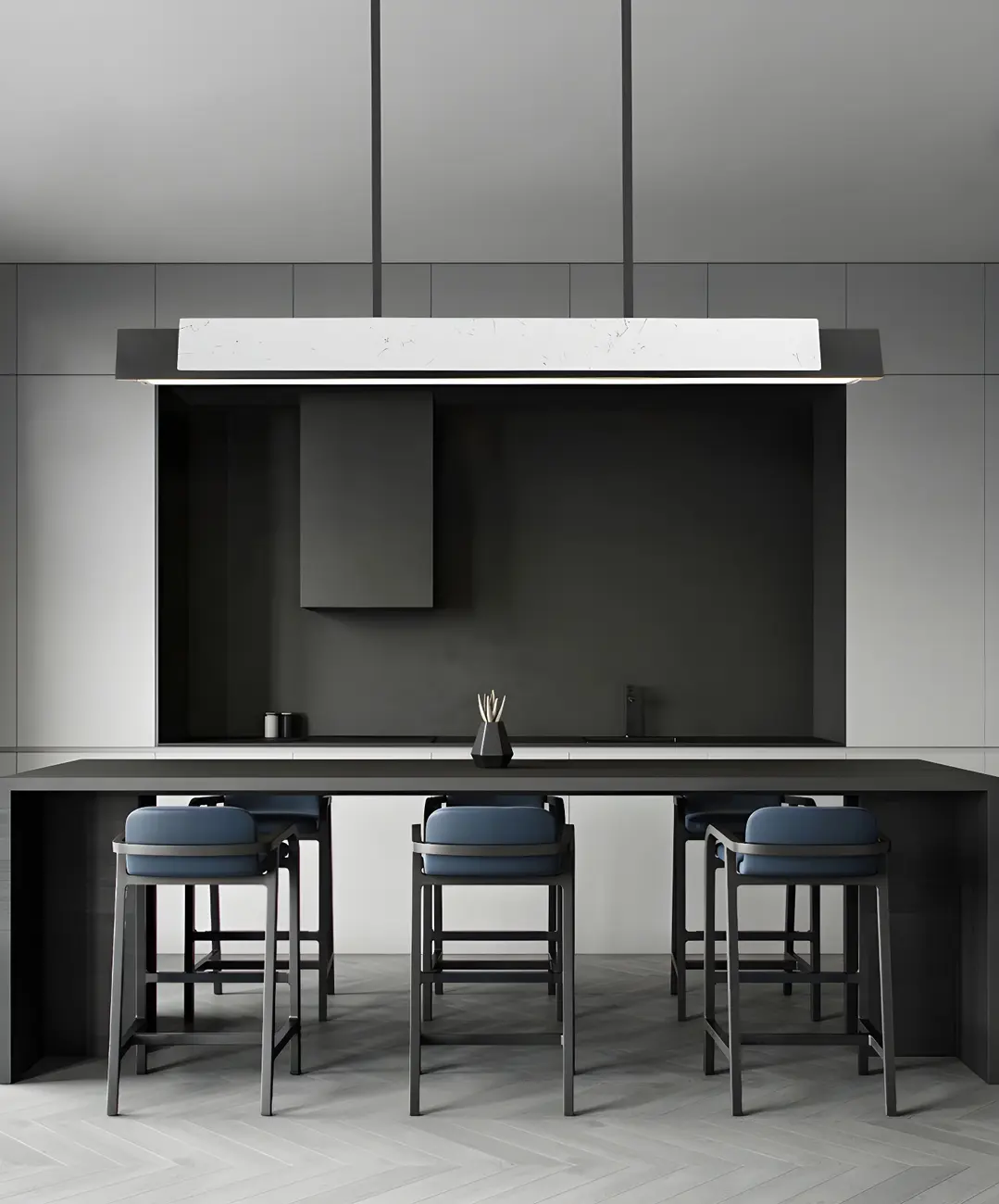 Modern Stone Linear LED Pendant Light for Kitchen Image - 18 | homeyfad