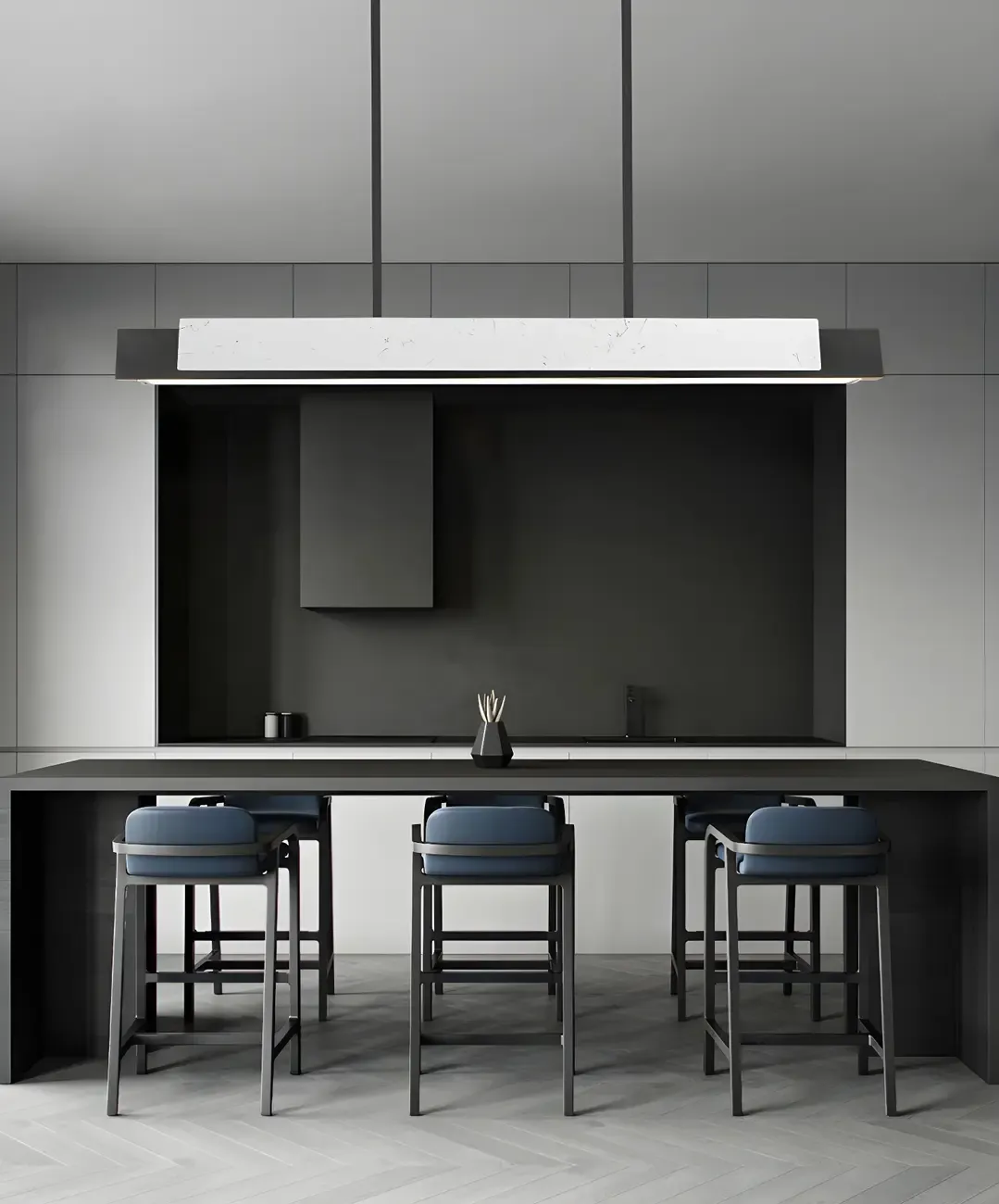 Modern Stone Linear LED Pendant Light for Kitchen Image - 18