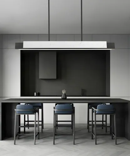 Modern Stone Linear LED Pendant Light for Kitchen Image - 18