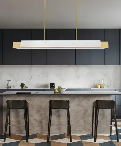 Modern Stone Linear LED Pendant Light for Kitchen Image - 19