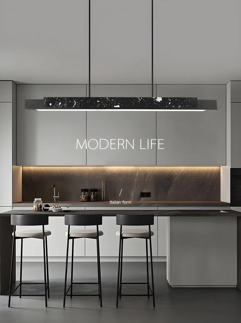 Modern Stone Linear LED Pendant Light for Kitchen Image - 20 | homeyfad