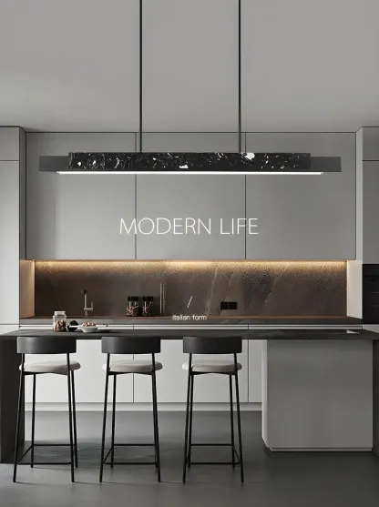 Modern Stone Linear LED Pendant Light for Kitchen Image - 20