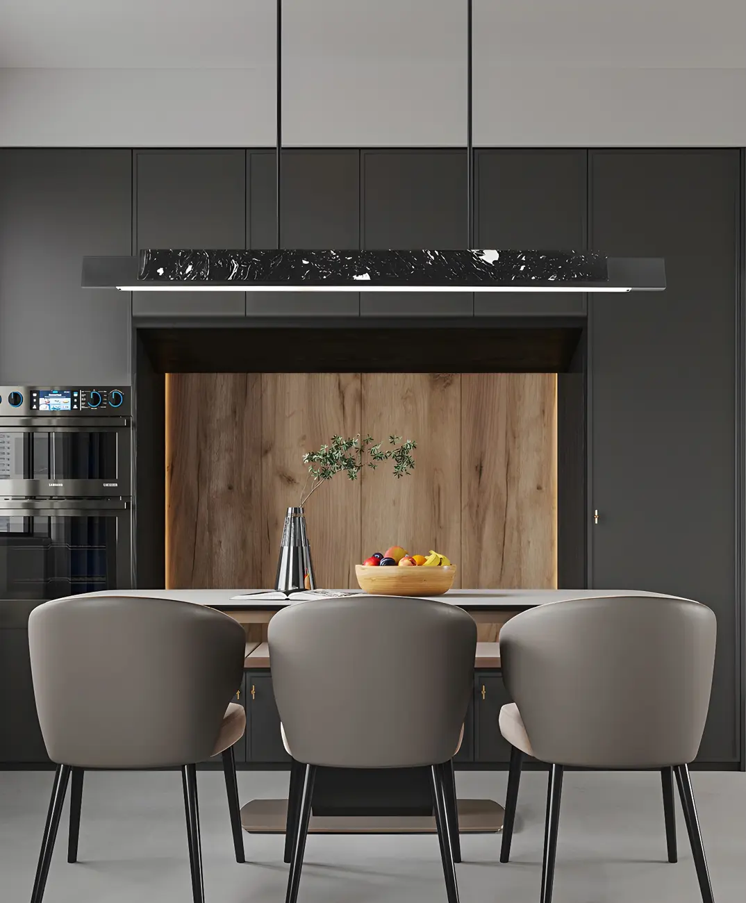 Modern Stone Linear LED Pendant Light for Kitchen Image - 21 | homeyfad