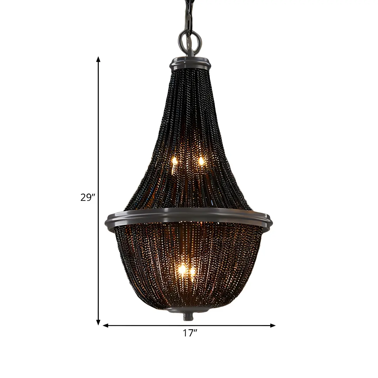 Black Beaded Iron Oval Modern Crystal Chandelier Light Image - 9 | homeyfad