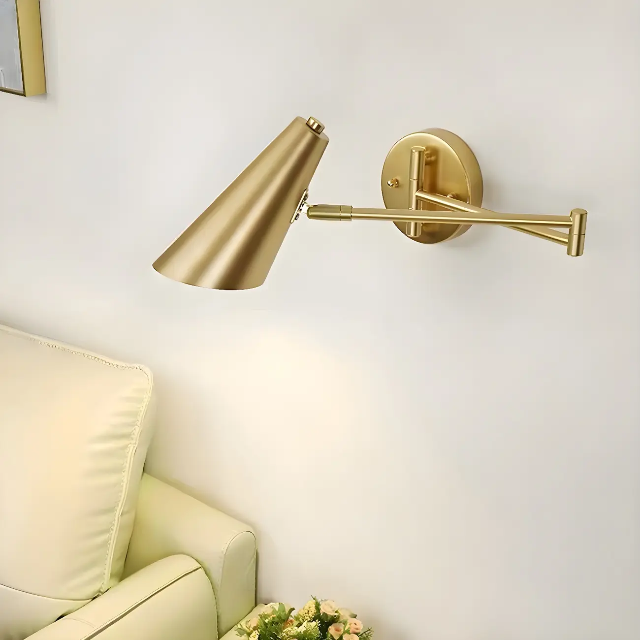 Modern Gold Simple Swing Arm Wall Light Image - 1 | homeyfad