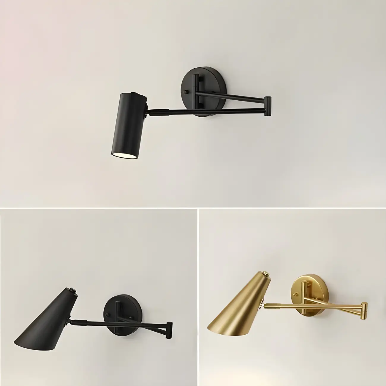 Modern Gold Simple Swing Arm Wall Light Image - 9 | homeyfad