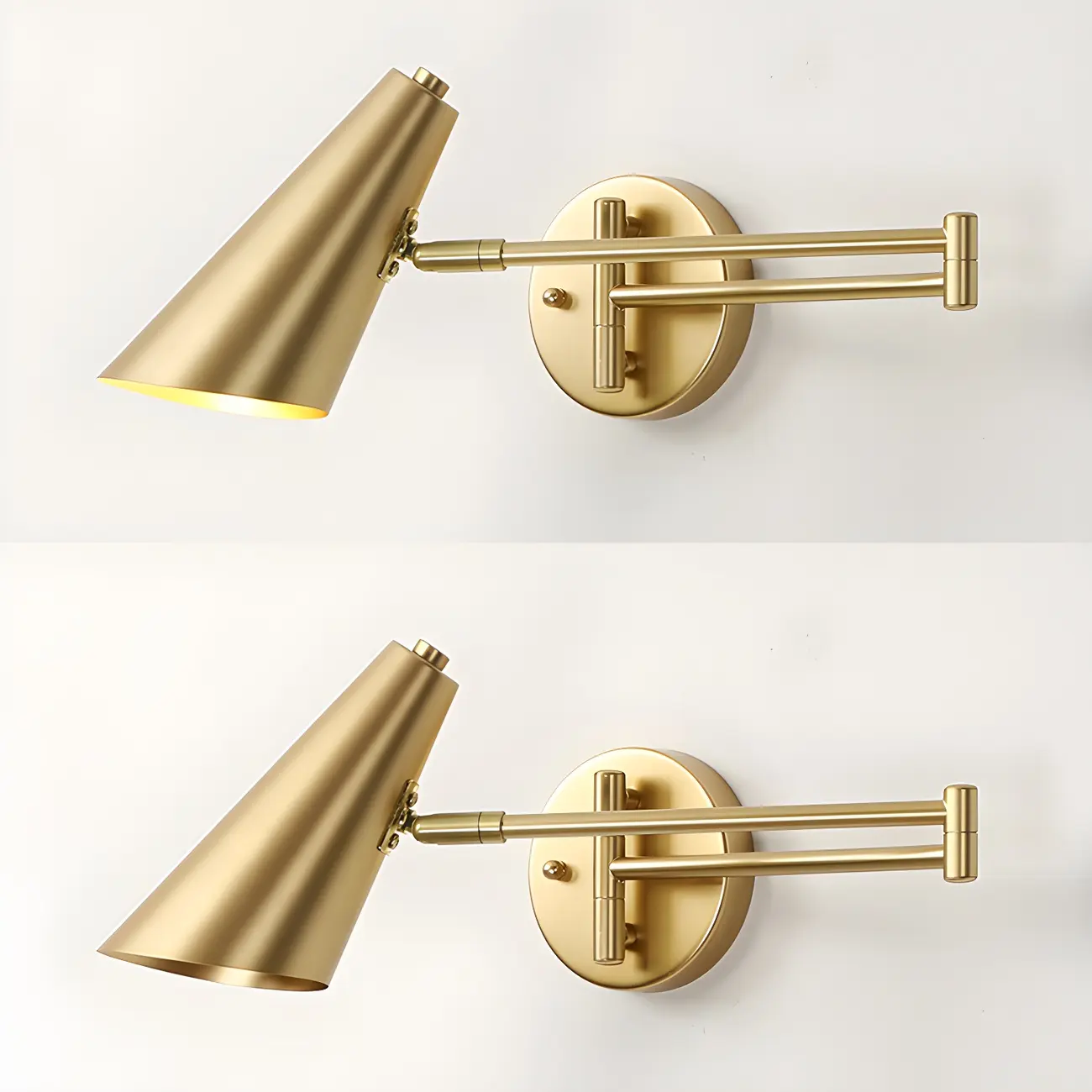 Modern Gold Simple Swing Arm Wall Light Image - 10 | homeyfad